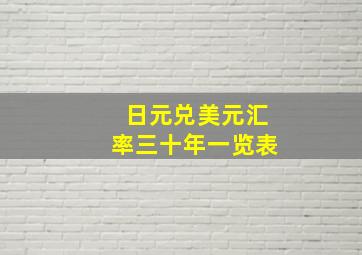 日元兑美元汇率三十年一览表