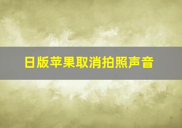 日版苹果取消拍照声音