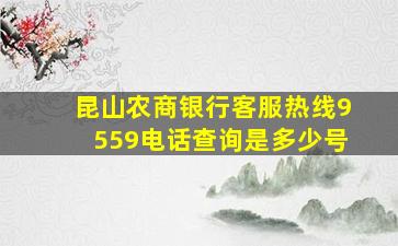 昆山农商银行客服热线9559电话查询是多少号