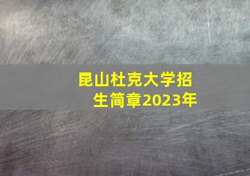 昆山杜克大学招生简章2023年