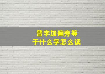 普字加偏旁等于什么字怎么读