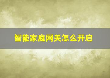 智能家庭网关怎么开启