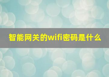 智能网关的wifi密码是什么