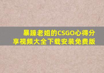 暴躁老姐的CSGO心得分享视频大全下载安装免费版