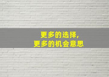 更多的选择,更多的机会意思