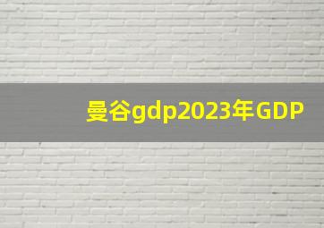 曼谷gdp2023年GDP