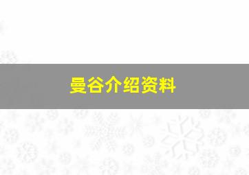 曼谷介绍资料