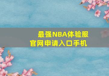 最强NBA体验服官网申请入口手机