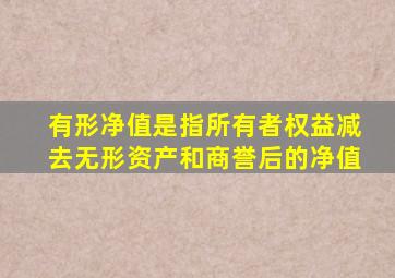 有形净值是指所有者权益减去无形资产和商誉后的净值