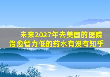 未来2027年去美国的医院治愈智力低的药水有没有知乎