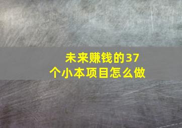 未来赚钱的37个小本项目怎么做