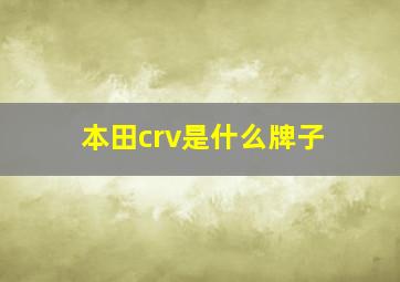 本田crv是什么牌子