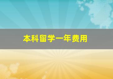 本科留学一年费用