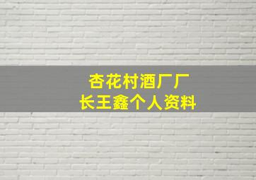 杏花村酒厂厂长王鑫个人资料