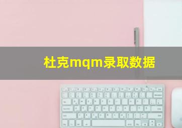 杜克mqm录取数据