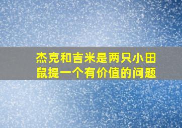 杰克和吉米是两只小田鼠提一个有价值的问题