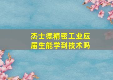 杰士徳精密工业应届生能学到技术吗