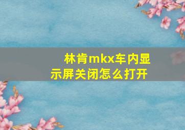 林肯mkx车内显示屏关闭怎么打开