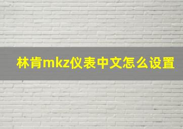 林肯mkz仪表中文怎么设置