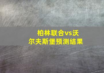 柏林联合vs沃尔夫斯堡预测结果