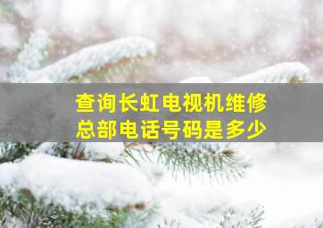 查询长虹电视机维修总部电话号码是多少