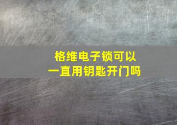 格维电子锁可以一直用钥匙开门吗