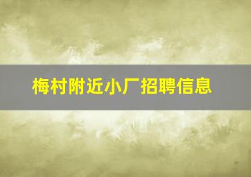 梅村附近小厂招聘信息