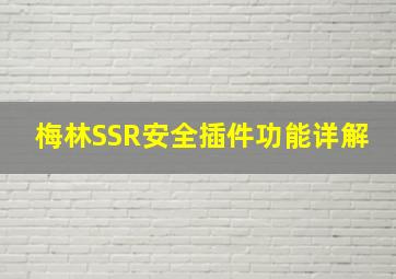 梅林SSR安全插件功能详解