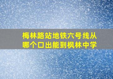 梅林路站地铁六号线从哪个口出能到枫林中学