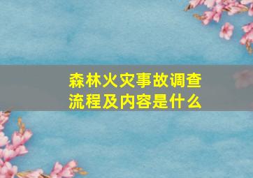 森林火灾事故调查流程及内容是什么