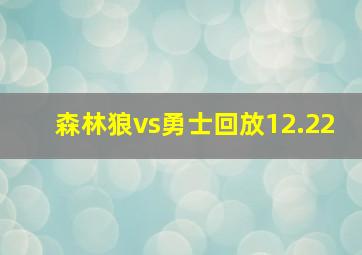 森林狼vs勇士回放12.22