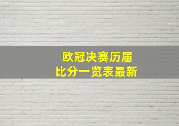 欧冠决赛历届比分一览表最新