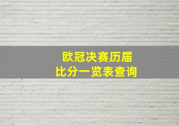 欧冠决赛历届比分一览表查询