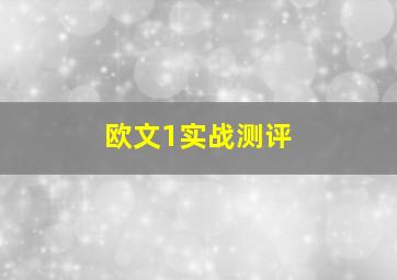 欧文1实战测评