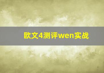 欧文4测评wen实战