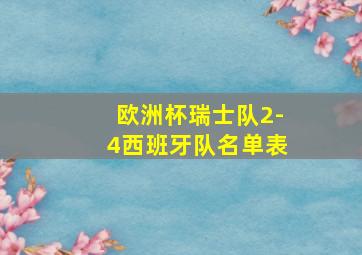 欧洲杯瑞士队2-4西班牙队名单表