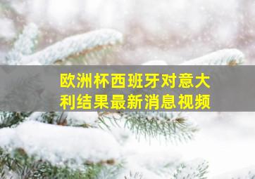 欧洲杯西班牙对意大利结果最新消息视频