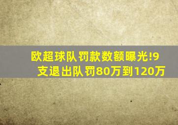 欧超球队罚款数额曝光!9支退出队罚80万到120万