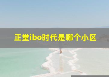 正堂ibo时代是哪个小区