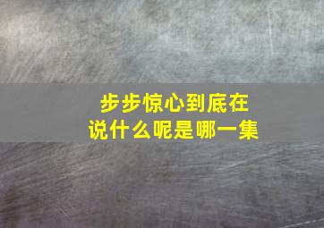 步步惊心到底在说什么呢是哪一集