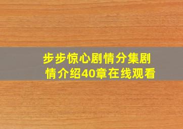 步步惊心剧情分集剧情介绍40章在线观看