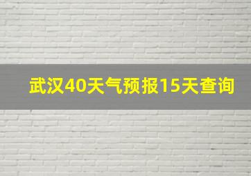 武汉40天气预报15天查询