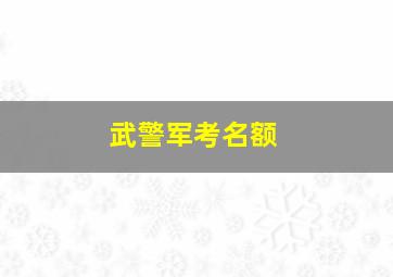 武警军考名额