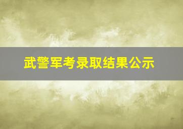 武警军考录取结果公示