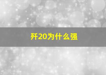 歼20为什么强