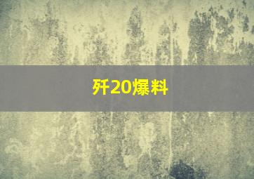 歼20爆料