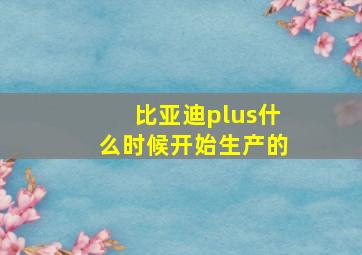 比亚迪plus什么时候开始生产的