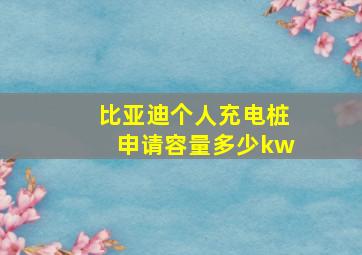 比亚迪个人充电桩申请容量多少kw