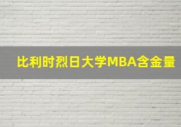 比利时烈日大学MBA含金量