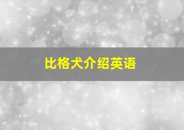 比格犬介绍英语